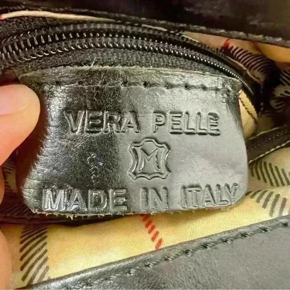 VERA PELLE BLACK LEATHER SHOULDER BAG MADE  IN ITALY - Picture 13 of 15
